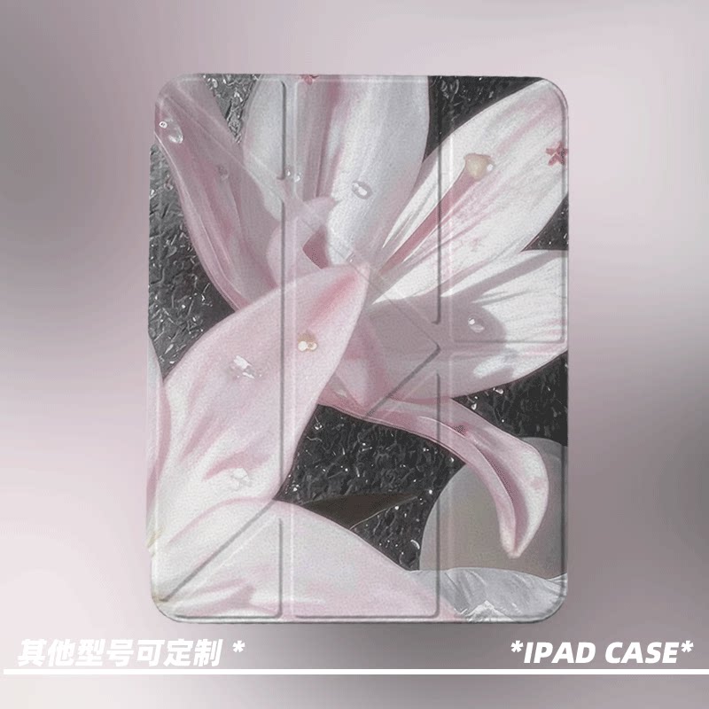 粉钻百合第11代2026款air8ipadpro11寸三折ipad壳防弯y折亚克力a16平板壳9代10.2寸air7带笔槽