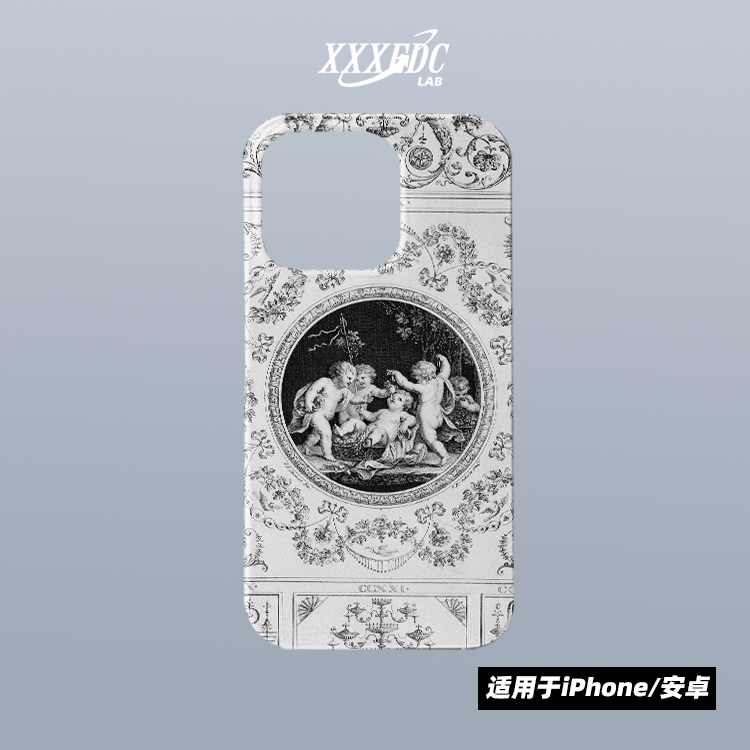 小众花纹油画天使手机壳