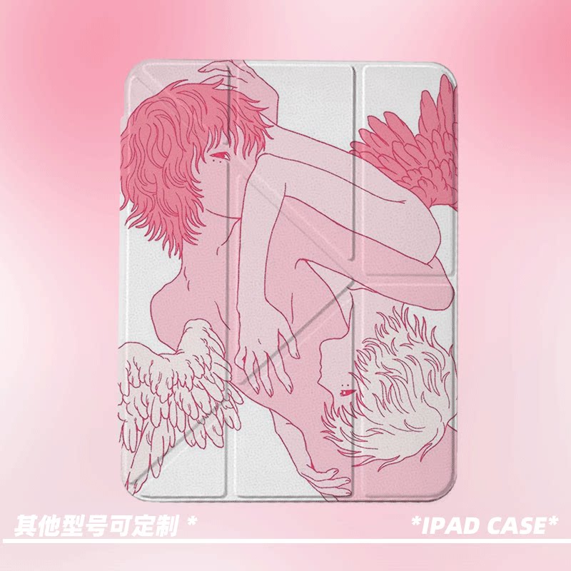 原创小众双羽共生第11代2026款air8ipadpro11寸三折ipad壳防弯y折亚克力平板壳9代10.2寸air5带笔槽