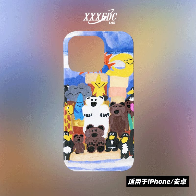 原创小众可爱北极熊和企鹅iphone16promax手机壳磁吸15/12/13p全包亮面硬壳苹果14pro磨砂软壳适用于华为p70