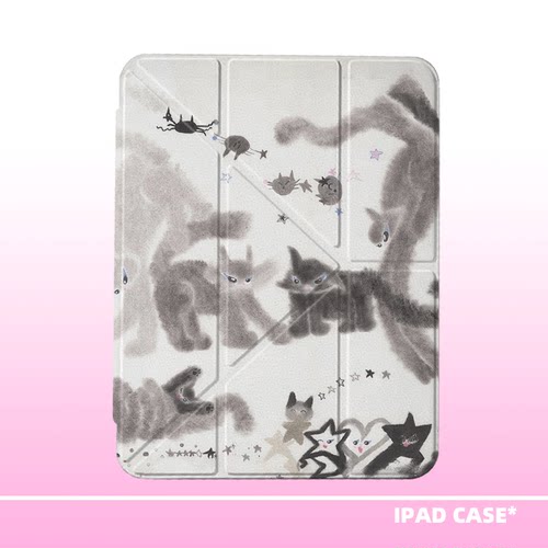 涂鸦灰猫咪iPad保护套