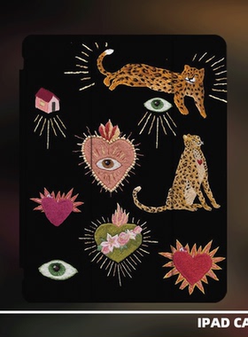 原创小众艺术中古图案适用11代2025款air7ipadpro11寸三折ipad壳防弯亚克力平板壳9代10.2air4/5mini7带笔槽