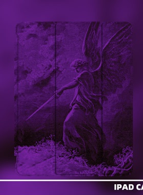 原创小众暗黑哥特紫色众神天使苹果2022款ipadpro十代11三折ipad壳防弯亚克力10.2寸pro/air4/5/mini6带笔槽