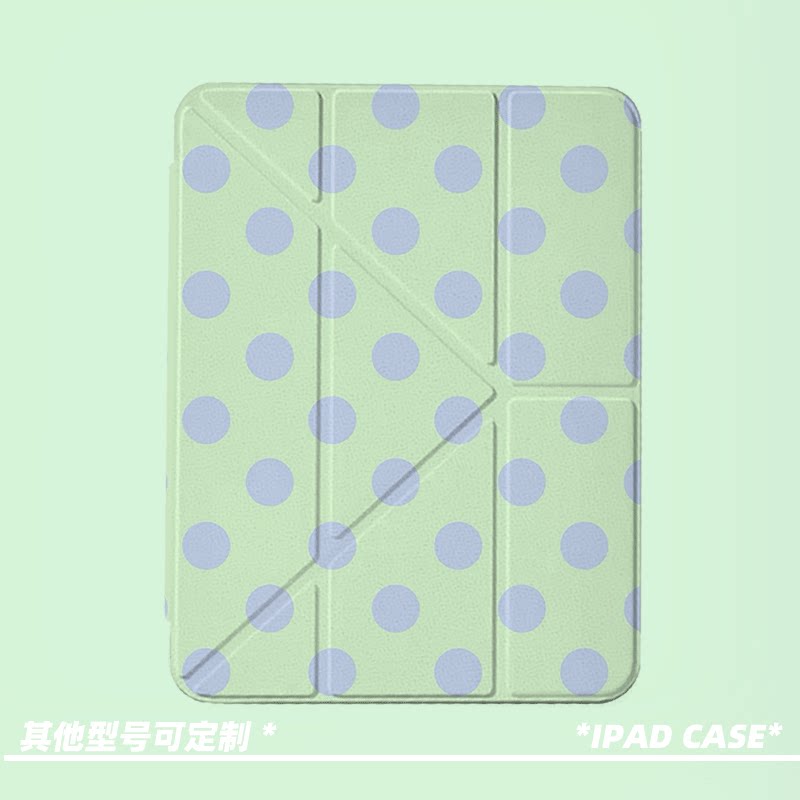 原创简约绿底紫点第11代2026款air8ipadpro11寸三折ipad壳防弯y折亚克力a16平板壳9代10.2寸air7带笔槽