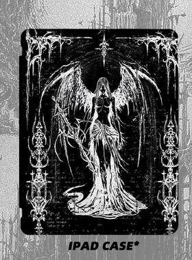 原创艺术小众高级感朋克暗黑天使适用苹果11代2026款ipadpro11英寸air6三折ipad保护壳10.2寸/mini6带笔槽