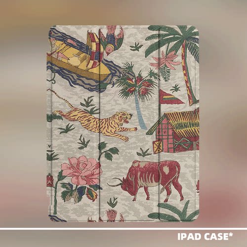 原创小众艺术中古风图案适用11代2026款air8ipadpro11寸三折ipad壳防弯亚克力平板壳10.2寸air4/5mini6带笔槽