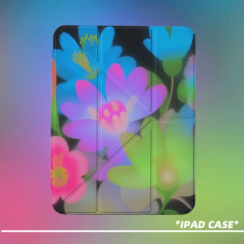 原创氛围感霓虹花簇第11代2026款air8ipadpro11寸三折ipad壳防弯y折亚克力a16平板壳9代10.2寸air7带笔槽