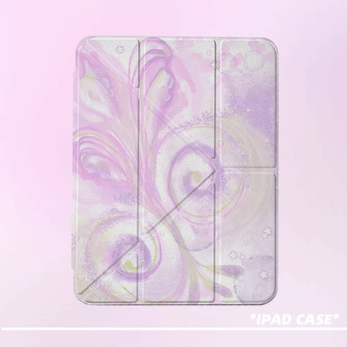 原创氛围感梦幻卷草第11代2026款air8ipadpro11寸三折ipad壳防弯y折亚克力a16平板壳9代10.2寸air7带笔槽