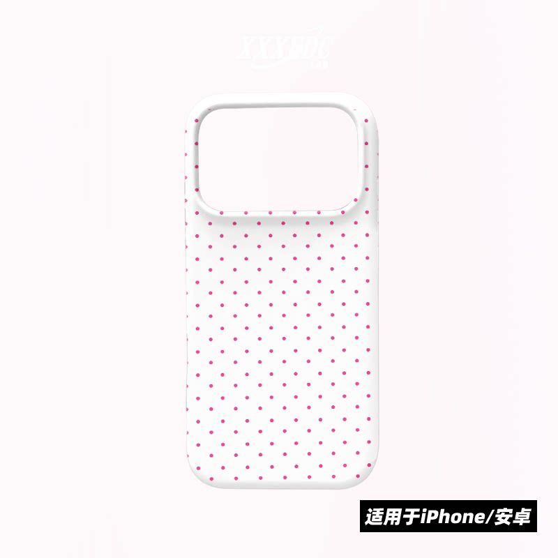 原创简约玫红波点iphone17promax手机壳磁吸壳16苹果14pro/15p全包亮面硬壳13磨砂软壳适用于华为mate80