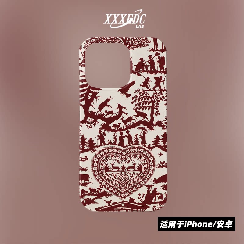 原创小众艺术法式壁画iphone16promax手机壳磁吸15/12/13p全包亮面硬壳苹果14pro磨砂软壳适用于华为pura70