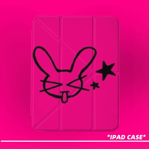 原创y2k星条小兔第11代2026款air8ipadpro11寸三折ipad壳防弯y折亚克力a16平板壳9代10.2寸air7带笔槽