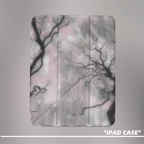 原创氛围感粉雾垂枝第11代2026款air8ipadpro11寸三折ipad壳防弯y折亚克力a16平板壳9代10.2寸air7带笔槽