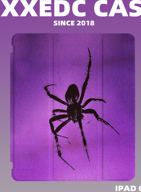 原创小众艺术暗黑紫色蜘蛛适用2024款air6ipadpro11寸三折ipad防弯亚克力保护壳9代10.2寸air4/5/mini6带笔槽