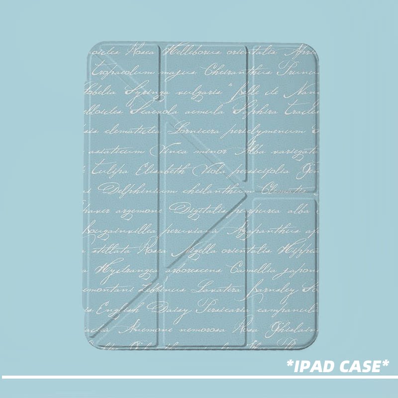 原创简约浅蓝手书第11代2026款air8ipadpro11寸三折ipad壳防弯y折亚克力a16平板壳9代10.2寸air7带笔槽