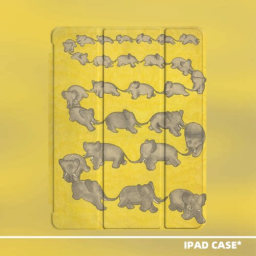 原创小众艺术复古手绘小象适用11代2025款air7ipadpro十代三折ipad壳防弯亚克力平板壳10.2寸air5mini6带笔槽