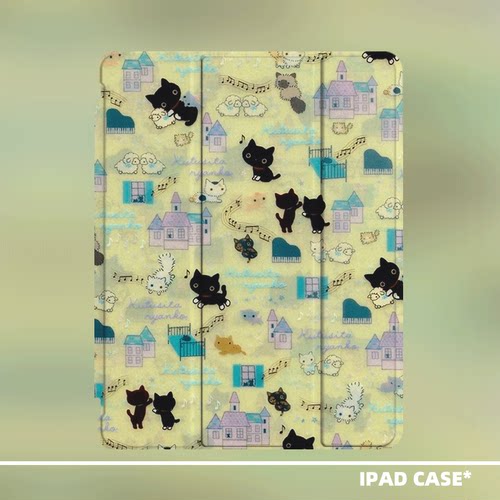 原创小众艺术猫咪乐园适用11代2026款air8ipadpro11寸三折ipad壳防弯亚克力平板壳9代10.2寸air5mini7带笔槽