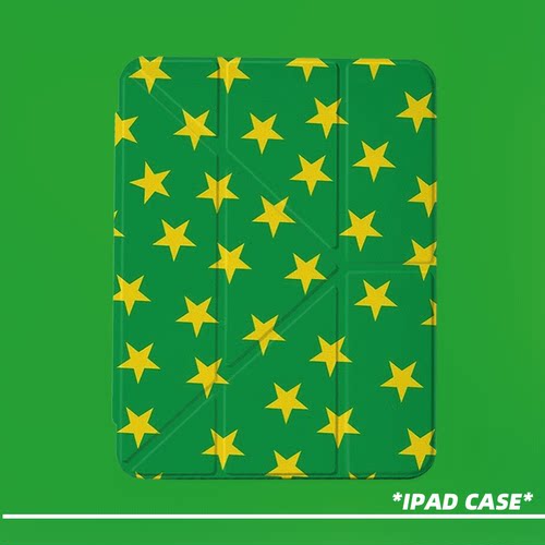 原创简约黄绿星点第11代2026款air8ipadpro11寸三折ipad壳防弯y折亚克力a16平板壳9代10.2寸air7带笔槽