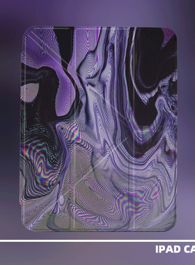 原创小众艺术故障紫色抽象适用于11代苹果2025款air7亚克力y折ipadpro11寸防弯三折ipad保护壳10.2/mini7笔槽