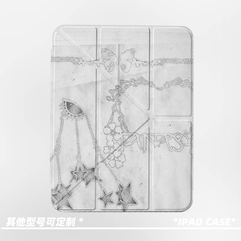 原创复古星眼花框第11代2026款air8ipadpro11寸三折ipad壳防弯y折亚克力a16平板壳9代10.2寸air7带笔槽