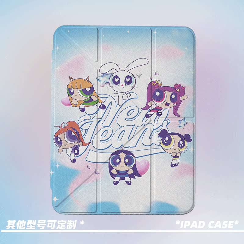 卡通可爱少女心动漫联名适用苹果2025款11代air7ipadpro三折ipad防弯亚克力y折保护壳9代10.2寸/mini7带笔槽