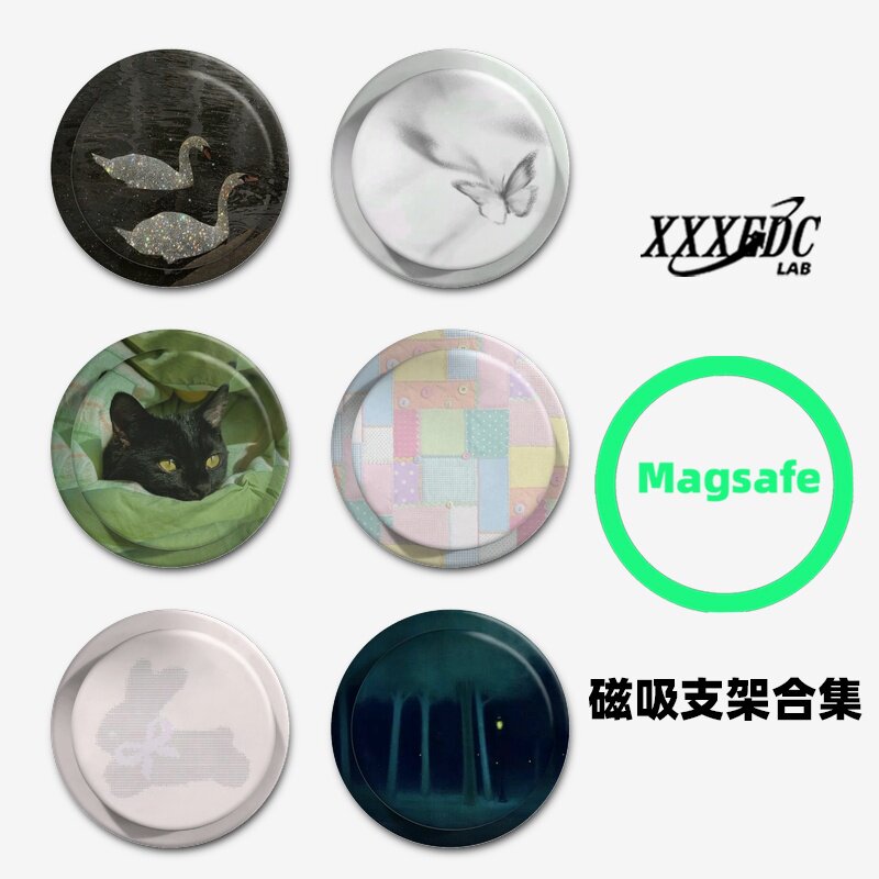 闪钻天鹅Magsafe磁吸手机壳气囊支架适配苹果吸附伸缩强磁