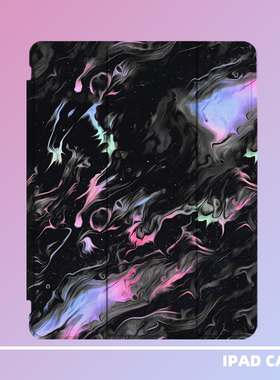 原创小众艺术暗黑彩色渐变涂鸦适用11代2026款air8ipadpro11英寸三折ipad壳防弯亚克力9代10.2寸/mini7带笔槽