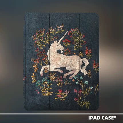 原创小众高级感艺术白马适用11代2026款air8ipadpro11寸三折ipad壳防弯亚克力平板壳9代10.2寸mini7带笔槽