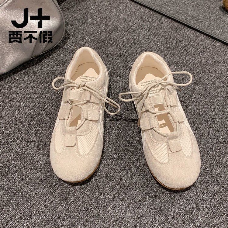 朴彩英Rose同款联名红色休闲鞋女新款小个子系带阿甘德训鞋