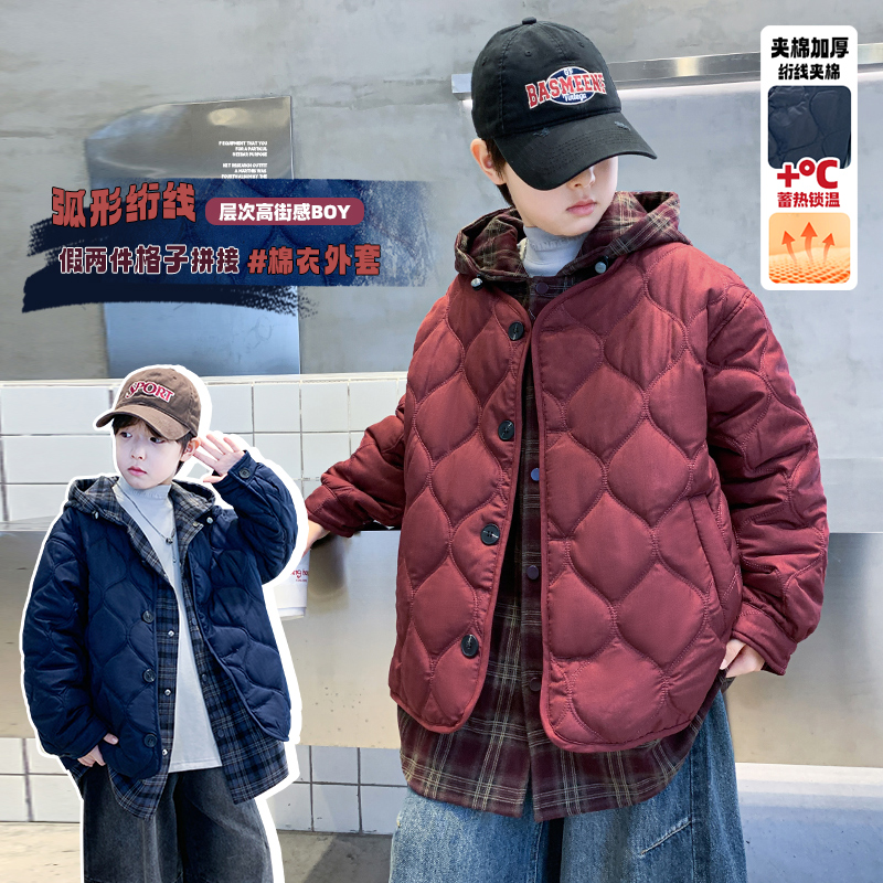 【实体品质】男童夹棉假两件外套