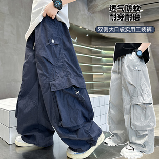 褲 防蚊褲 男童夏季 工裝 2025新款 男孩帥氣韓版 中大童夏裝 薄款 休閑褲