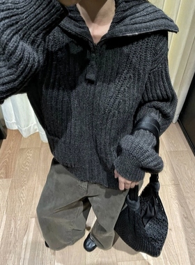 孤品限量款「格雷系中性简约」Lemare灰色系羊毛针织开衫毛衣外套