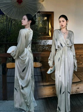 许妍穿搭【正版 | 独家】YangK*h | 新中式显瘦花苞裙扎染连衣裙