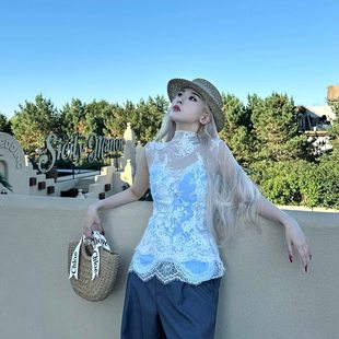 EVAN亿万【正版现货|独家款】柔软蕾丝罩衫短袖半透内搭吊带上衣