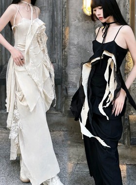 EVAN正版高定现货】elywoo设计师新中式不规则蕾丝拼接抹胸连衣裙