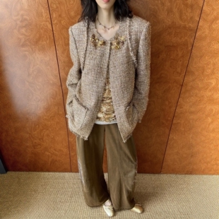 年后发【对版高定●小众设计师】小香风千金名媛气质粗花呢短外套