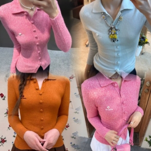 EVAN亿万【正版SST | 闺蜜款】设计感粉色羊毛针织衫开衫毛衣上衣