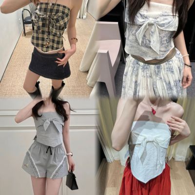 孤品5折【虞书欣 | 正版入】March*n少女感学院风蝴蝶结抹胸上衣