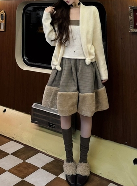 EVAN【顶配版 | March*en】千金学院风花苞裤裙内搭抹胸羊毛外套