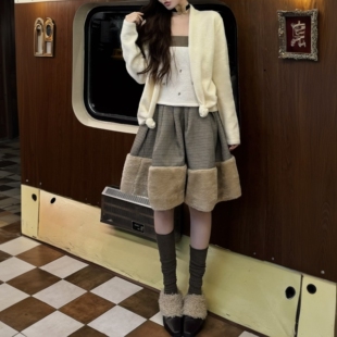 EVAN【顶配版 | March*en】千金学院风花苞裤裙内搭抹胸羊毛外套