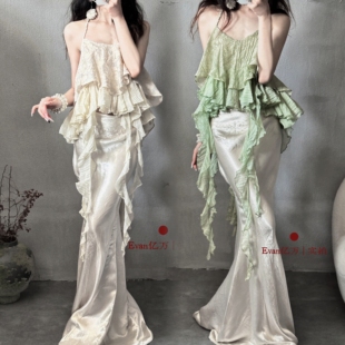 EVAN【正版●设计师】度假风设计感挂脖露背上衣晨袍半身裙鱼尾裙