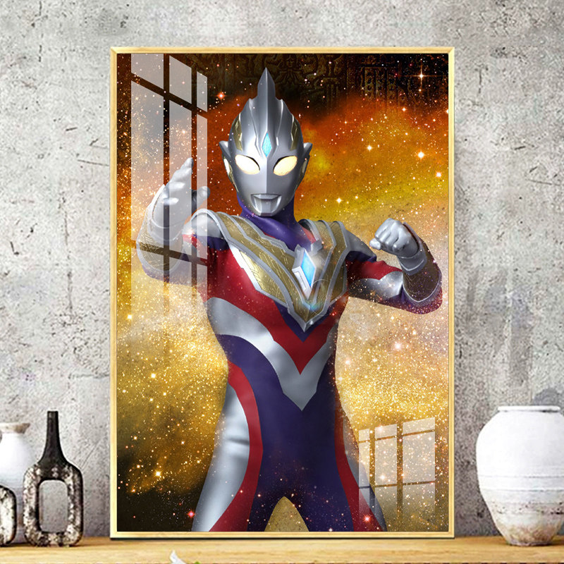 奥特曼十字绣2024新款棉丝线卡通动漫儿童小件简单贴满砖5d钻石画