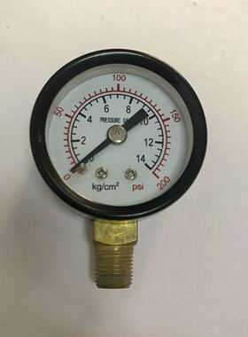 压力表 气压液压测试表 外壳直径40mm 螺纹pt1/8 压力14kg 200psi