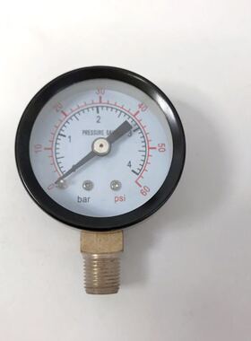 压力表 径向 直径40mm 压力0-4bar 60psi 螺纹ZG1/8 铜接头 铁壳