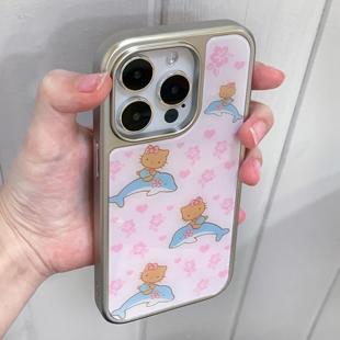 始动电车x黑皮kt海豚可爱樱花爱心韩国亚比mm粉色高透加厚亚克力全包边银边电镀适用于苹果15pro16promax