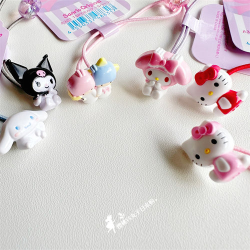 日本三丽鸥HelloKitty美乐蒂库洛米玉桂狗可爱玩偶发圈发绳头绳