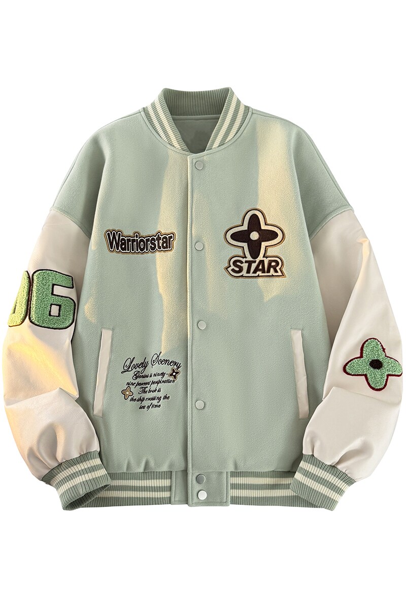 现货春秋棒球服外套男女刺绣PU休闲宽松百搭夹克A321-J9955-P90,男装夹克,电商A321