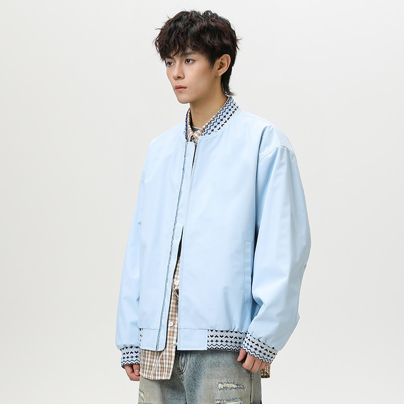 春秋复古棒球服撞色宽松休闲夹克外套A321-J9978-P75,男装夹克,电商A321