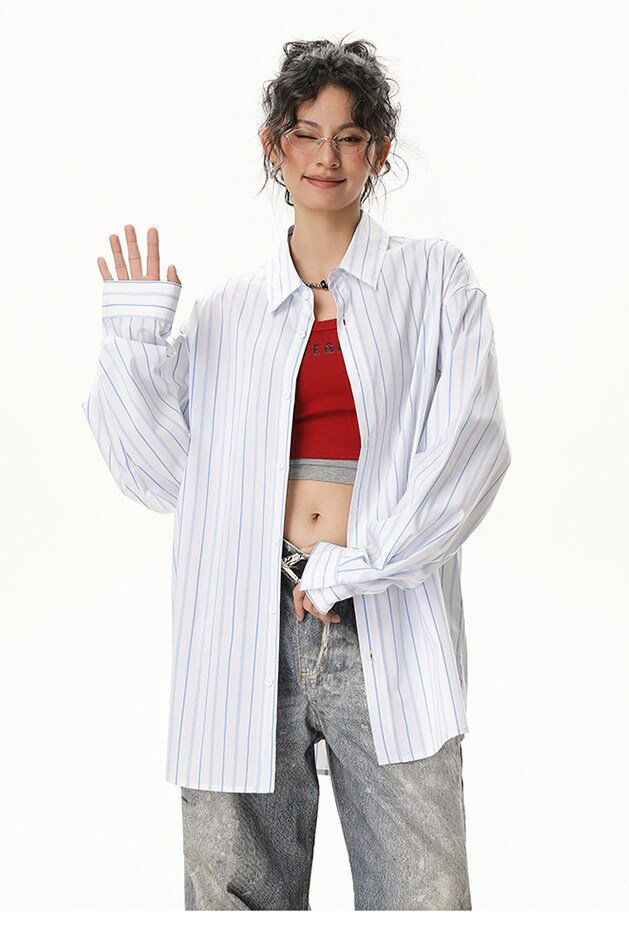 春秋条纹衬衫男女休闲潮牌潮流上衣A321-CS2512-P55,男装衬衫,电商A321