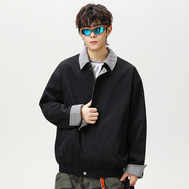 现货百搭休闲外套可拆卸领宽松男女休闲夹克A321-J9957-P75,男装夹克,电商A321