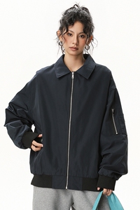 男女春秋工装休闲夹克纯色宽松外套A321-J9975-P75图片